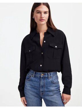 NWT ALEXA CHUNG x MADEWELL Pleat Pocket Button Up Shirt Women S Long Sleeve $128